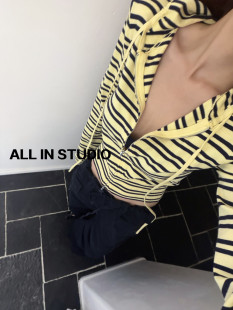 2026春季 针织开衫 新款 洋气百搭ins条纹连帽修身 女 韩版 十三行正版