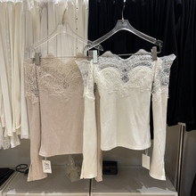 Simida正版2025冬季新款韩系时尚法式百搭镂空拼接蕾丝花边针织衫