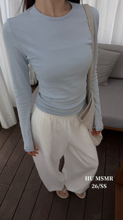 韩版 新款 洋气时尚 百搭ins圆领修身 T恤 HUMSMR正版 基础长袖 2026春季