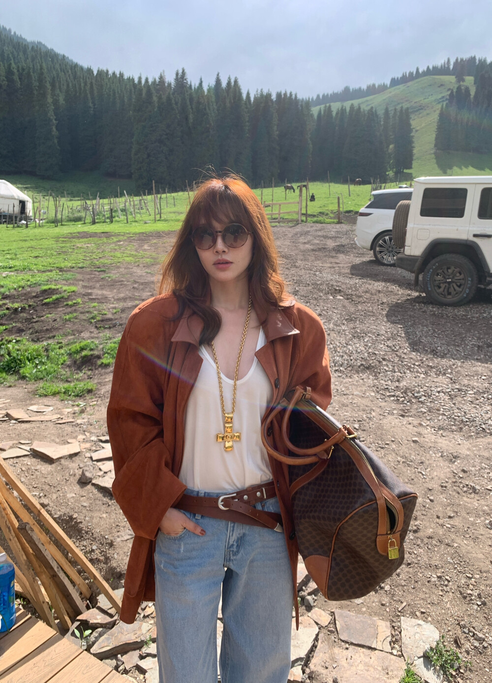 十三行2025早秋新款韩版美式复古翻领麂皮绒宽松休闲百搭外套女