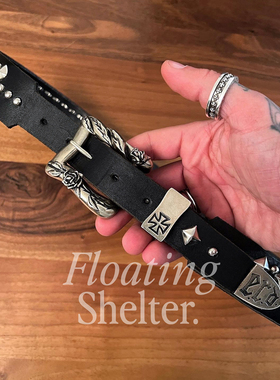 【现货】ERD忧郁的富二代24款双钉十字铆钉进口牛皮朋克做旧皮带