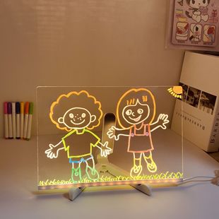 跨境diy可擦写透明亚克力手绘画板灯led发光留言板写字板儿童