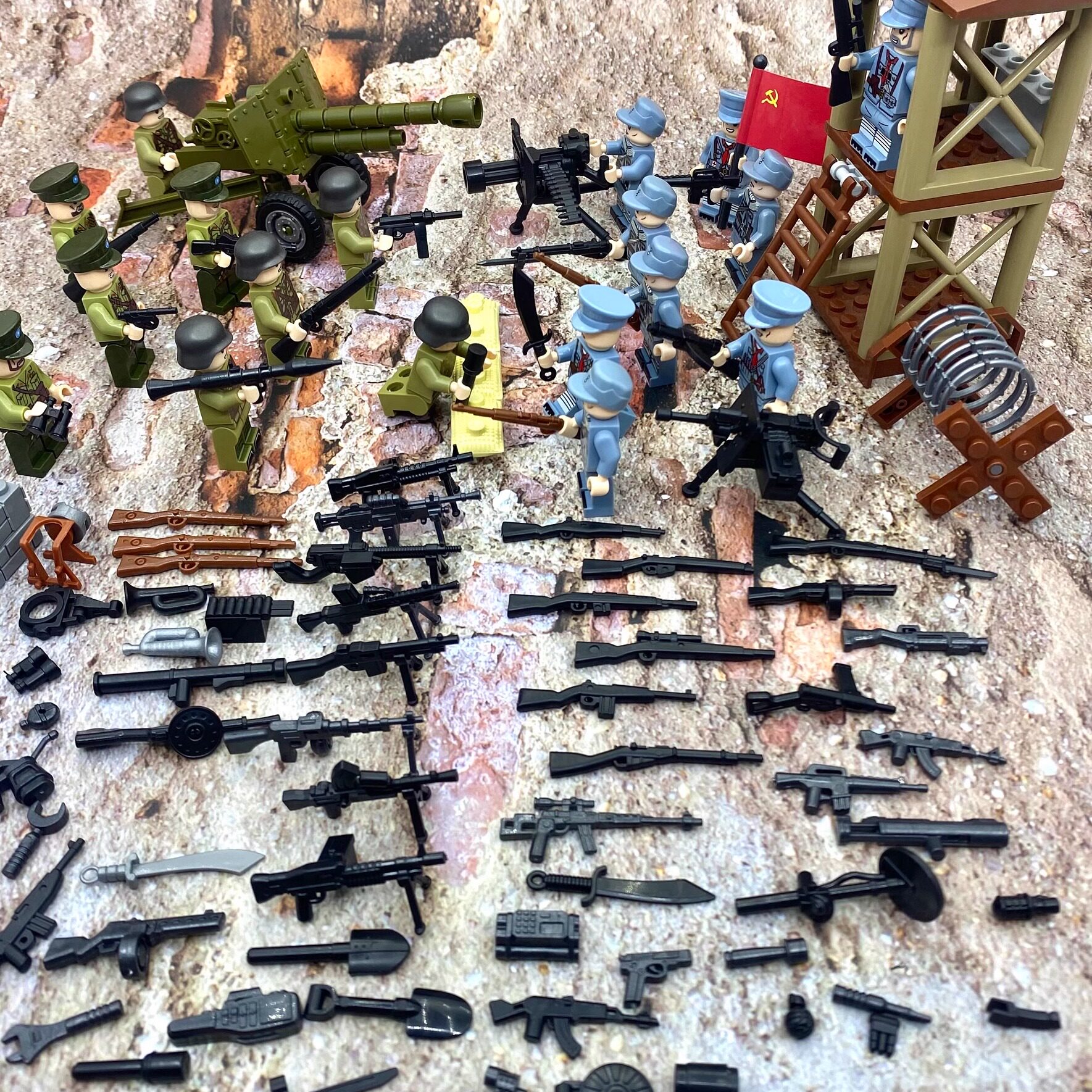 兼容乐高军事战争益智拼装积木八路红军战士人仔南昌起义场景玩具