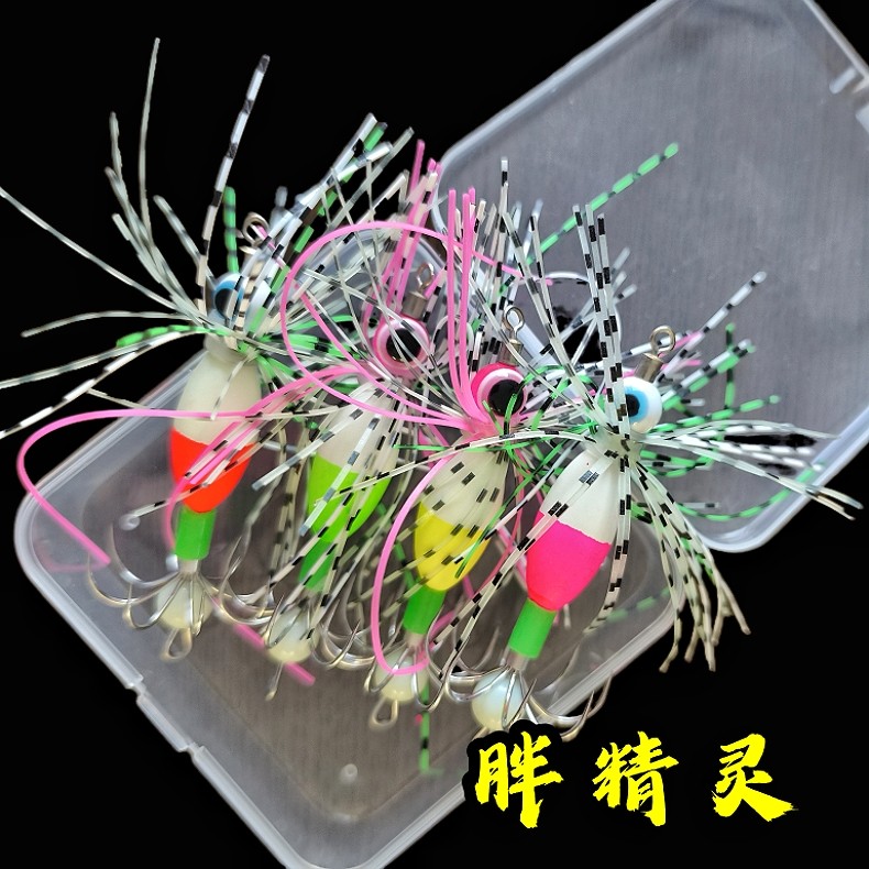 热卖26新款胖精灵八爪鱼副钩爆款高亮夜光吹筒钓船钓八爪鱼钩软钩