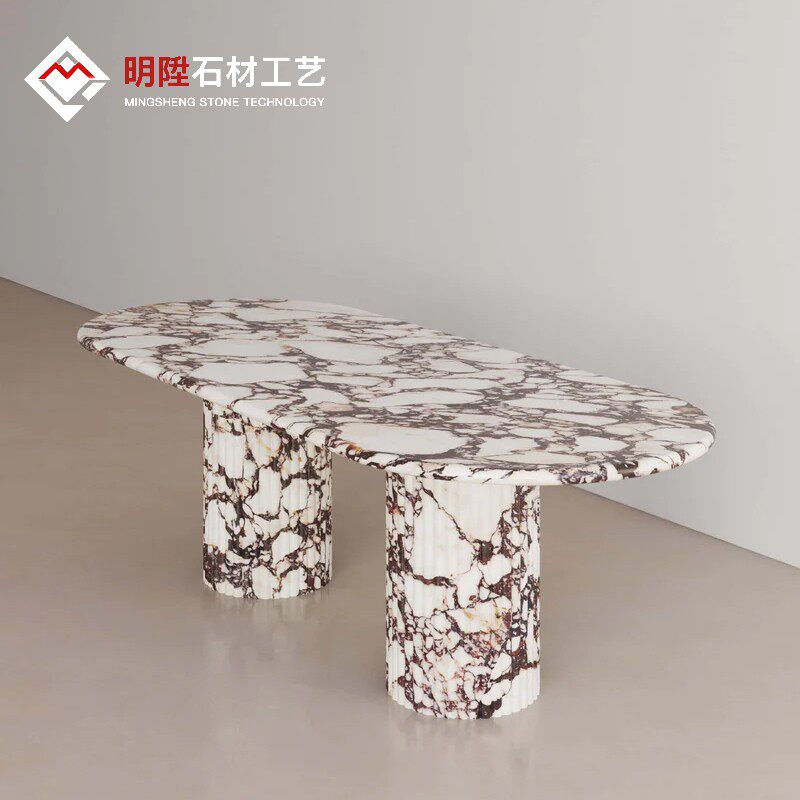 明升宝格丽极简风极简大理石餐桌