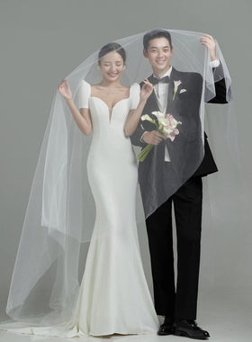法式复古轻婚纱显瘦赫本简约礼服