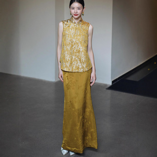 礼服婚宴敬酒服漫缘 旗袍两件套装 高级定制新中式 国风新娘晨袍无袖