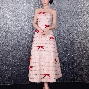 高级定制时尚 小香风轻奢名媛抹胸新娘敬酒服宴会生日会晚礼服漫缘