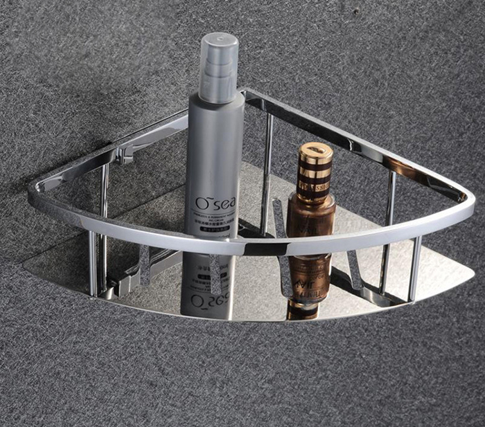 德国卫生间置物架 卫浴单层三角架 转角架 浴室304不锈钢五金挂件