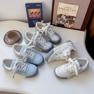 鞋 百匡港风液态银德训板鞋 女学生大头2024新款 chic小众韩版 9385