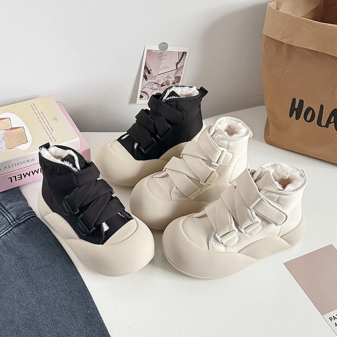 港风魔术贴厚底中帮百搭chic鞋子厚底小白鞋女鞋子XY-A196