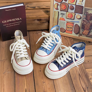 女鞋 爱得梦2023年新款 秋季 高帮帆布鞋 TP268 ins潮百搭增高休闲鞋