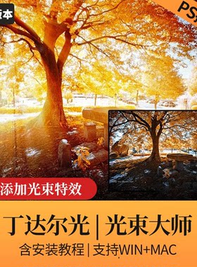 PS2025光束大师光效插件一键丁达尔效应人像风景照光线后期winmac