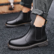 Giày nam mùa thu Gió Anh Không có giày tay áo cao Giúp Martin Boots Teen Wild Retro Boots - Giày ống