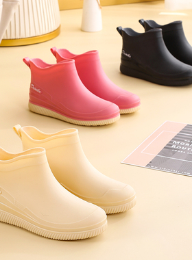 短筒水鞋女时尚低帮保暖雨鞋户外穿厚底耐磨低筒防滑中筒雨靴水靴