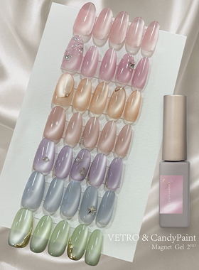 日本VETRO×中国Candypaint联名第二弹水光冰透玻璃珠美甲猫眼胶