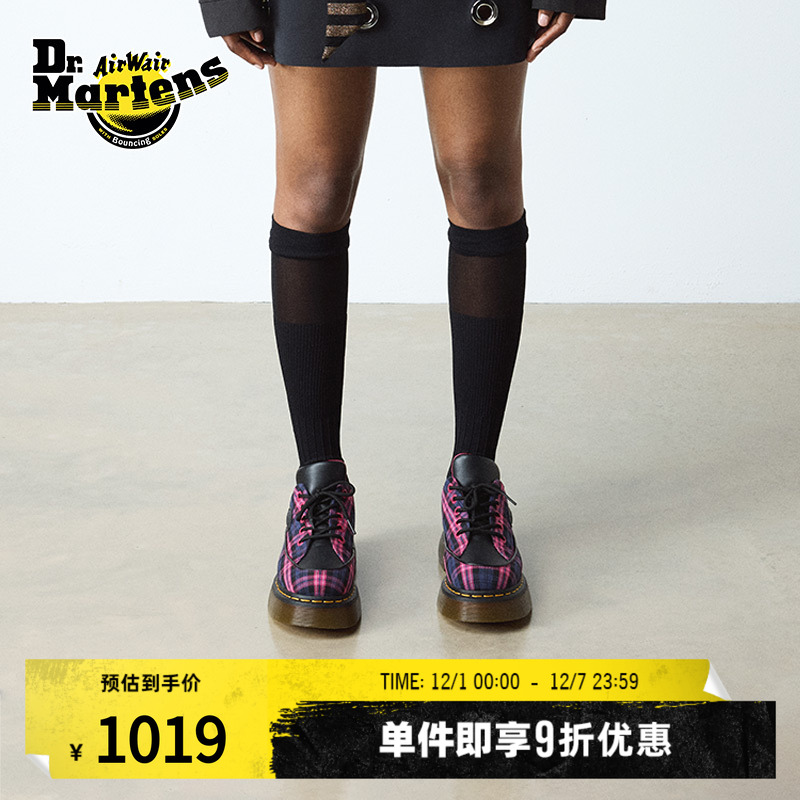 Dr.Martens马丁博士Buzz 5i秋新款爆款百搭通勤休闲格纹厚底单鞋
