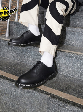 Dr.Martens马丁博士1461 WS英伦男女百搭通勤白车线薄底皮鞋单鞋