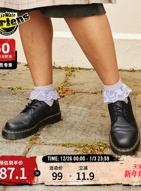 Dr.Martens马丁博士Frill Sock女秋季透气蕾丝边有机棉混纺女袜子