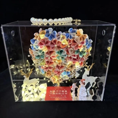 亚克力爱心有钱花盒情人节手提惊喜生日礼物送女友闺蜜生日礼物