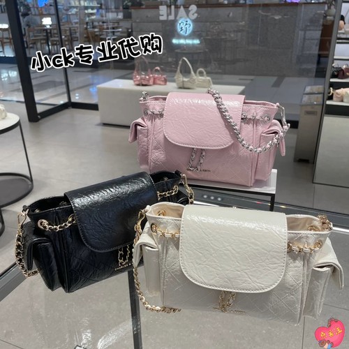 CHARLES&KEITH25秋新款CK2-60782702油蜡皮腋下双肩包机车包女包