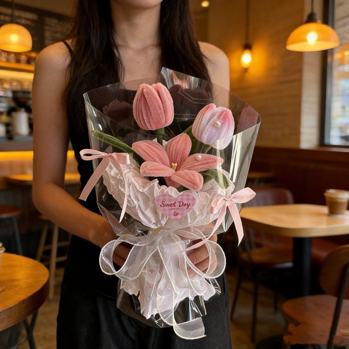 成品扭扭棒花束手工编织郁金香创意拍照送女友闺蜜情人节百合38节