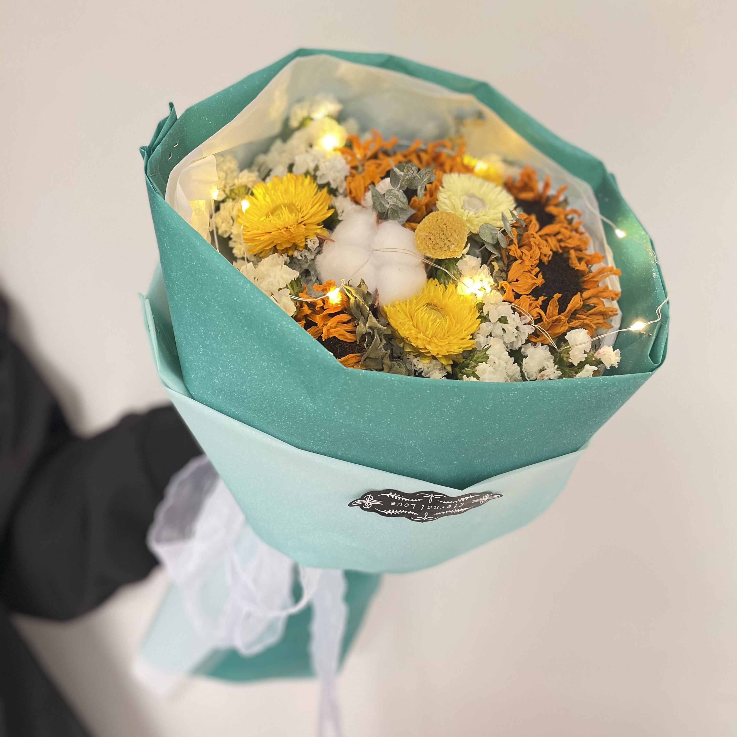 俄罗斯玫瑰向日葵干花花束仿真香皂花大束送人七夕教师法国小众