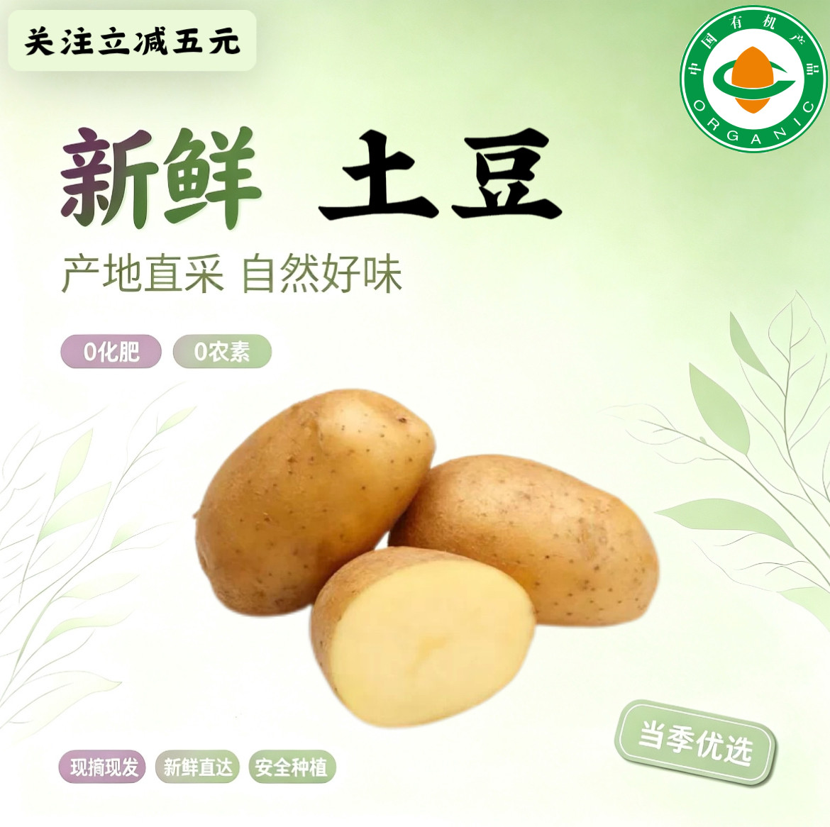 有机认证黄心沙面马铃薯土豆1斤