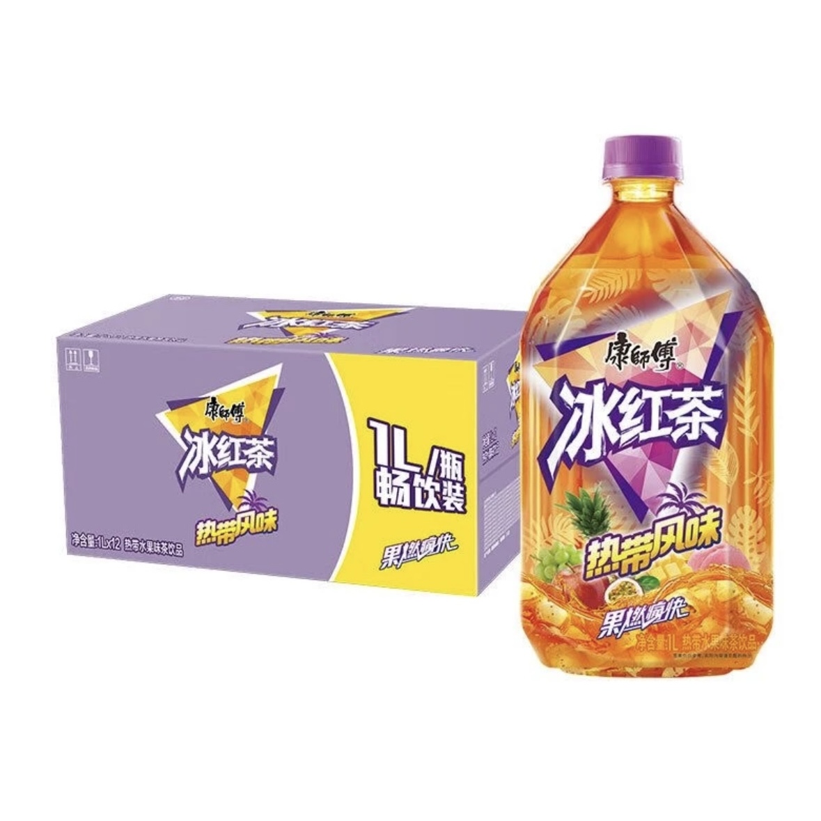 康师傅热带冰红茶1L瓶整箱夏季大瓶装饮料饮品茶饮料1000毫升