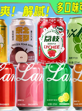 果味汽水气泡水东北冻梨荔枝味汽水柠檬水蜜桃汁果汁饮料饮品风味