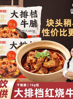 千般就大排档红烧牛腩商用熟制牛腩块冷冻牛肉预制菜加热即食1kg