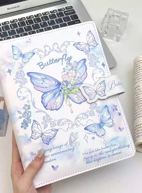 原创铃兰蝴蝶A5皮质卡册ins明星小卡防水收纳册可拆卸活页相册本