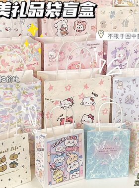 热门款卡通手提袋盲盒大合集ins高颜值超大容量纸袋精美礼品袋