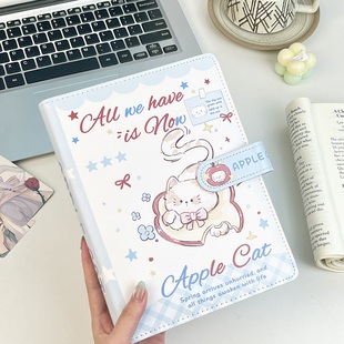 新款苹果小猫A5四宫格皮质活页收纳相册3寸拍立得追星小卡收藏