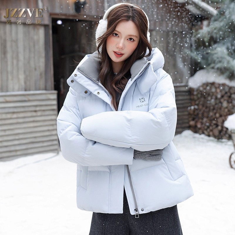 羽绒服女2025冬季新款加绒加厚保暖轻薄舒适韩版宽松显瘦连帽外套