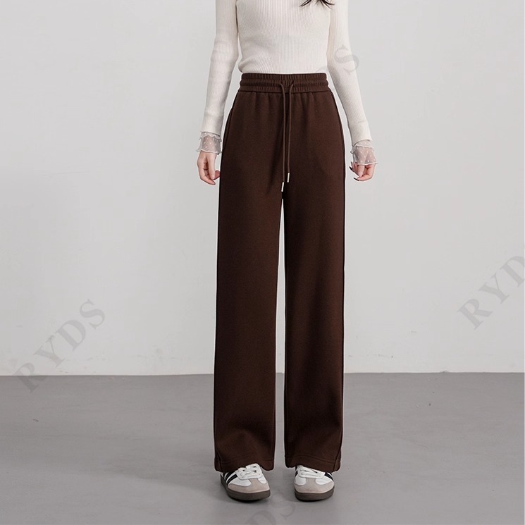 纯色醋酸羊绒针织百搭阔腿裤加绒加厚K713