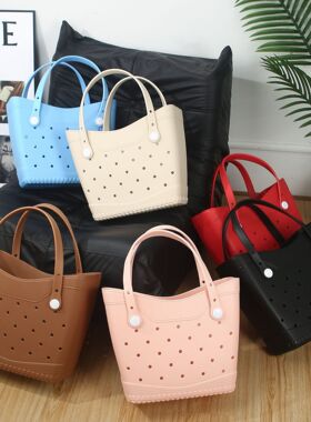 出口新品EVA手提包欧美户外沙滩包DIY创意洞洞包大容量手提蓝