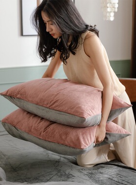 无印日式良品天鹅绒枕套牛奶绒法莱兰绒枕头套单双人枕芯套子