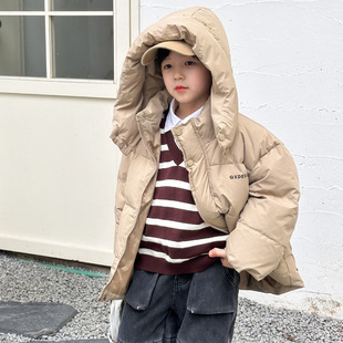 儿童冬加厚保暖羽绒丝服男女童新中大童白鸭丝绒纯色外套韩版童装