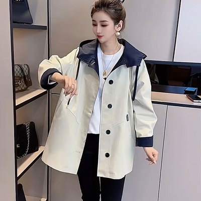 韩系高级感风衣外套女2025春秋新款小个子连帽爆款日系英伦风休闲