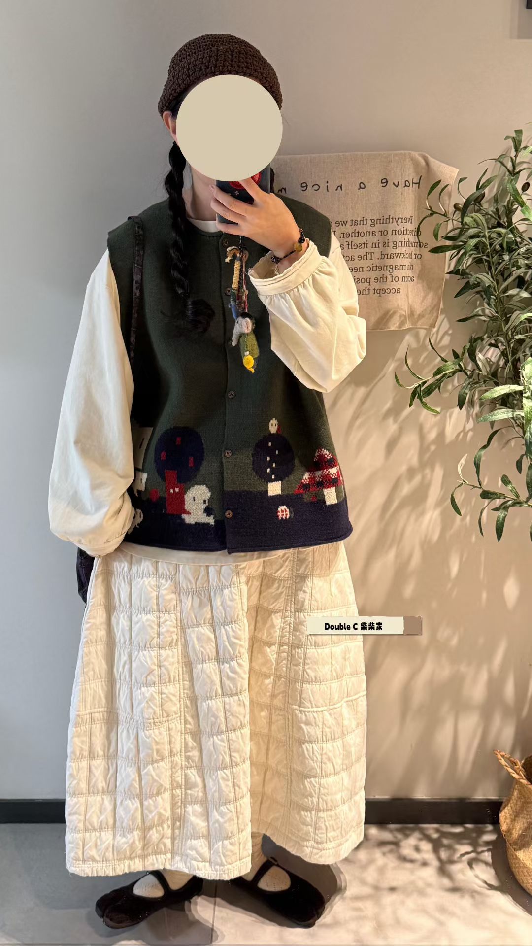 日系卡通复古趣味小图案提花设计感马甲