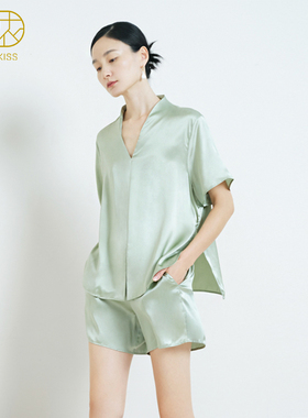 丝侬新中式桑蚕丝真丝睡衣女套装短袖短裤高级丝绸家居服女款