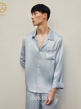 木义』丝侬真丝睡衣男士长袖 高端丝绸桑蚕丝家居服男款情侣礼盒