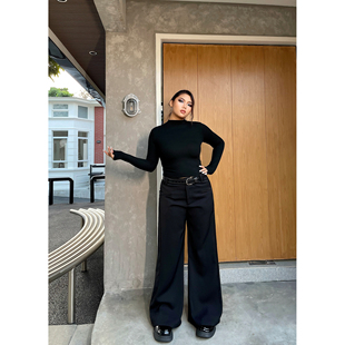 楠哥微胖mm加绒加厚垂感休闲阔腿裤女秋冬大码高腰直筒百搭西装裤