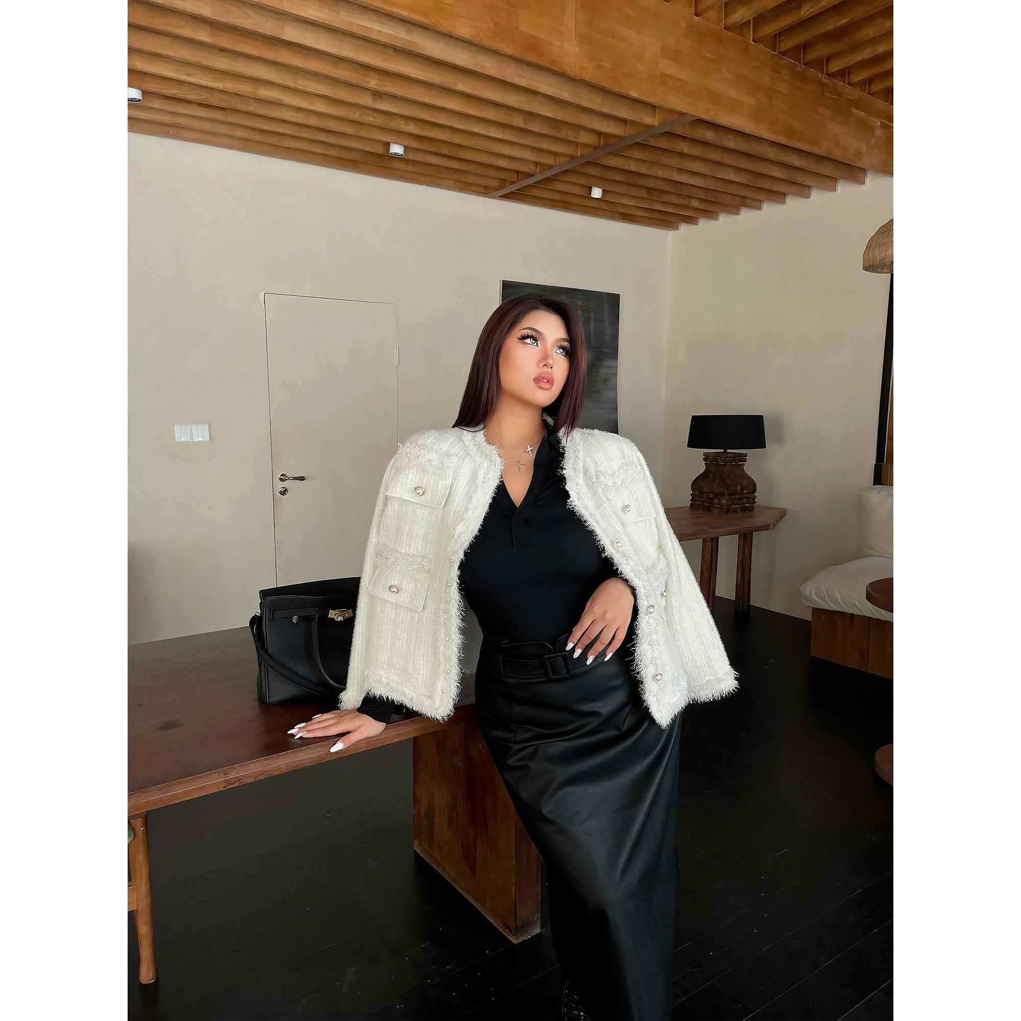 毛边常规外套聚酯小香风休闲