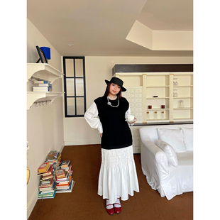 楠哥微胖mm卫衣假两件连衣裙女秋冬大码甜美学院风宽松A字长裙子