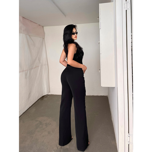 微喇冰丝西装阔腿高腰阔腿西装裤