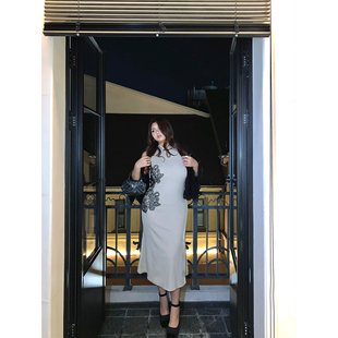 楠哥微胖mm国风立领盘扣无袖旗袍连衣裙女大码弹力修身新中式裙子