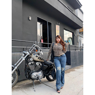 楠哥微胖复古水洗破洞牛仔裤女春2026新款大码低腰胖mm百搭直筒裤