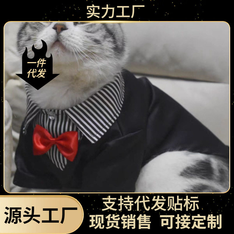 宠物狗狗猫咪结婚礼服领结西装小型犬泰迪比熊马尔济斯假两件外套